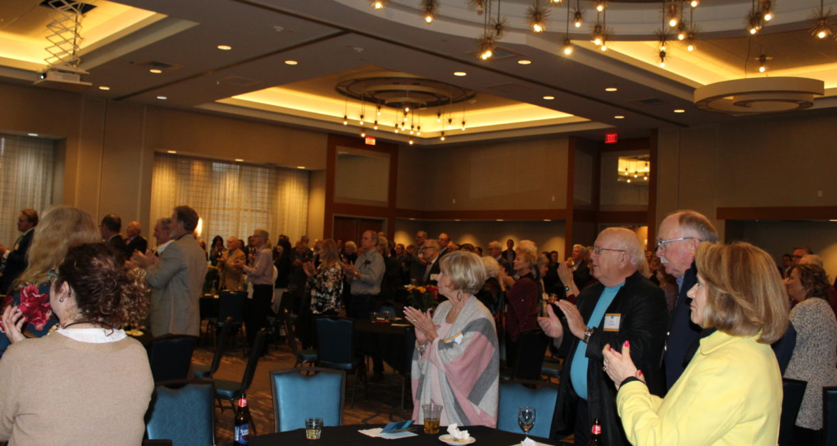 Attendees give a standing ovation as Bill and Lorrae Lindquist are announced as the 2019 Friend of the Foundation Award honorees.