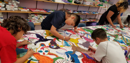 Hawthorne Elementary students work on an art project.