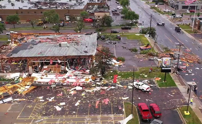Damage from a tornado in Sioux Falls on Sept. 10, 2019.