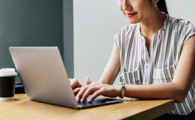 A person working on a computer.